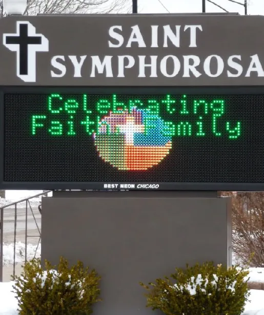 Monument sign with full-color LED display